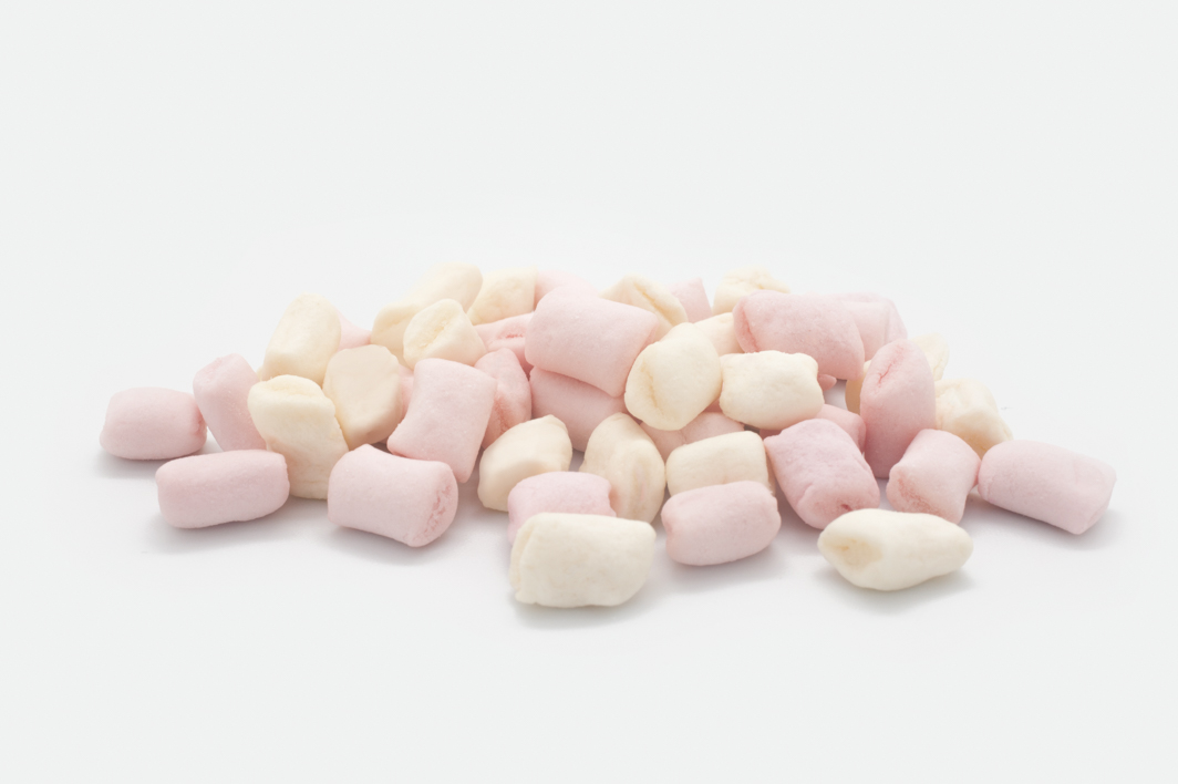 Dehydrated micro vegan pink & white (L11/D6mm) marshmallow
