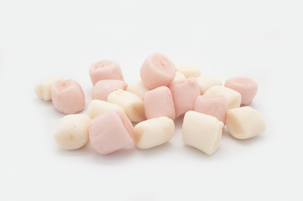Pink and white mini marshmallows